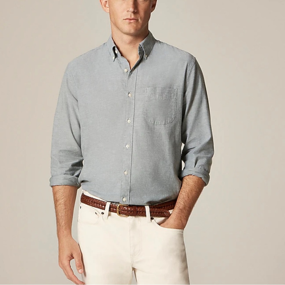 J. Crew Classic Pima Men's Casual Gray Button Down Shirt